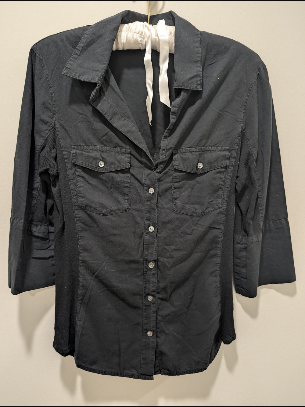 James Perse Black Button-Front Utility Shirt